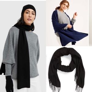 Cashmere and wool blend pashmina black shawl scarf